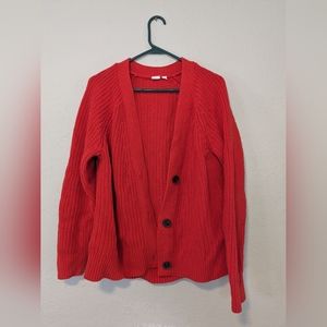 GAP chunky red cardigan size L